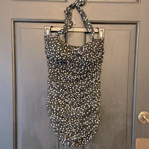 J.Crew one-piece polka dot swimsuit with ruching.